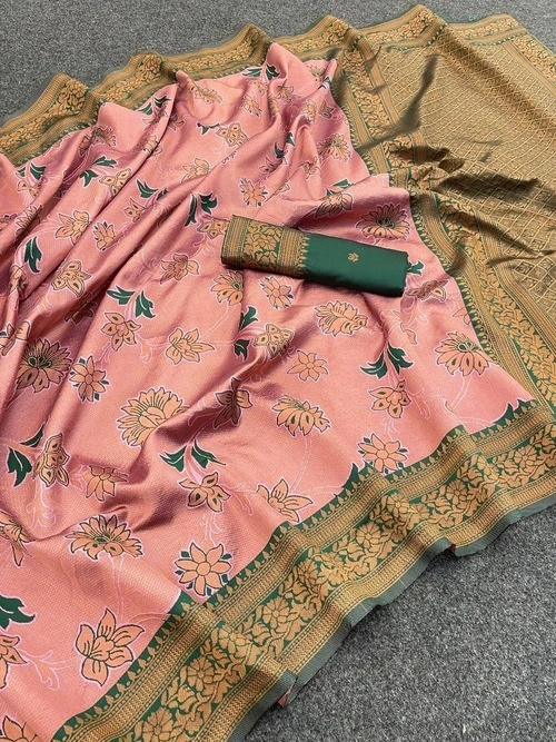 Exquisite Banarasi Silk Saree with Stunning Zari and Jacquard Details-RKT-146-Pink