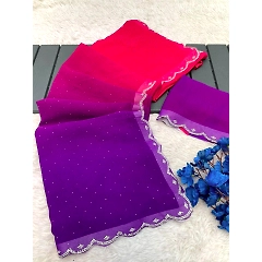 Soft Georgette Saree with Rich Jarkan Work and Cut Border