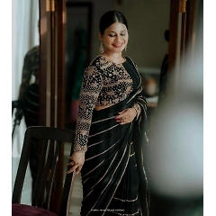 Sequined Georgette Saree with Satin Embroidered Blouse