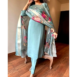 Viscose Chanderi Embroidered Kurti Set with Sequin Details - Stylish &amp; Lightweight!