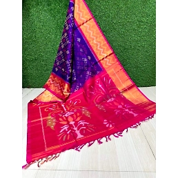 Exclusive Double Weaving Silk Sarees with Stylish Twill Ikat Design