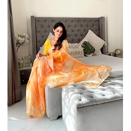 YNF Prism Printed Rangoli Silk Saree with Embroidery and Cut Work Border