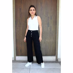 4 Button Plazo Jeans - Loose Fit Denim Bottoms