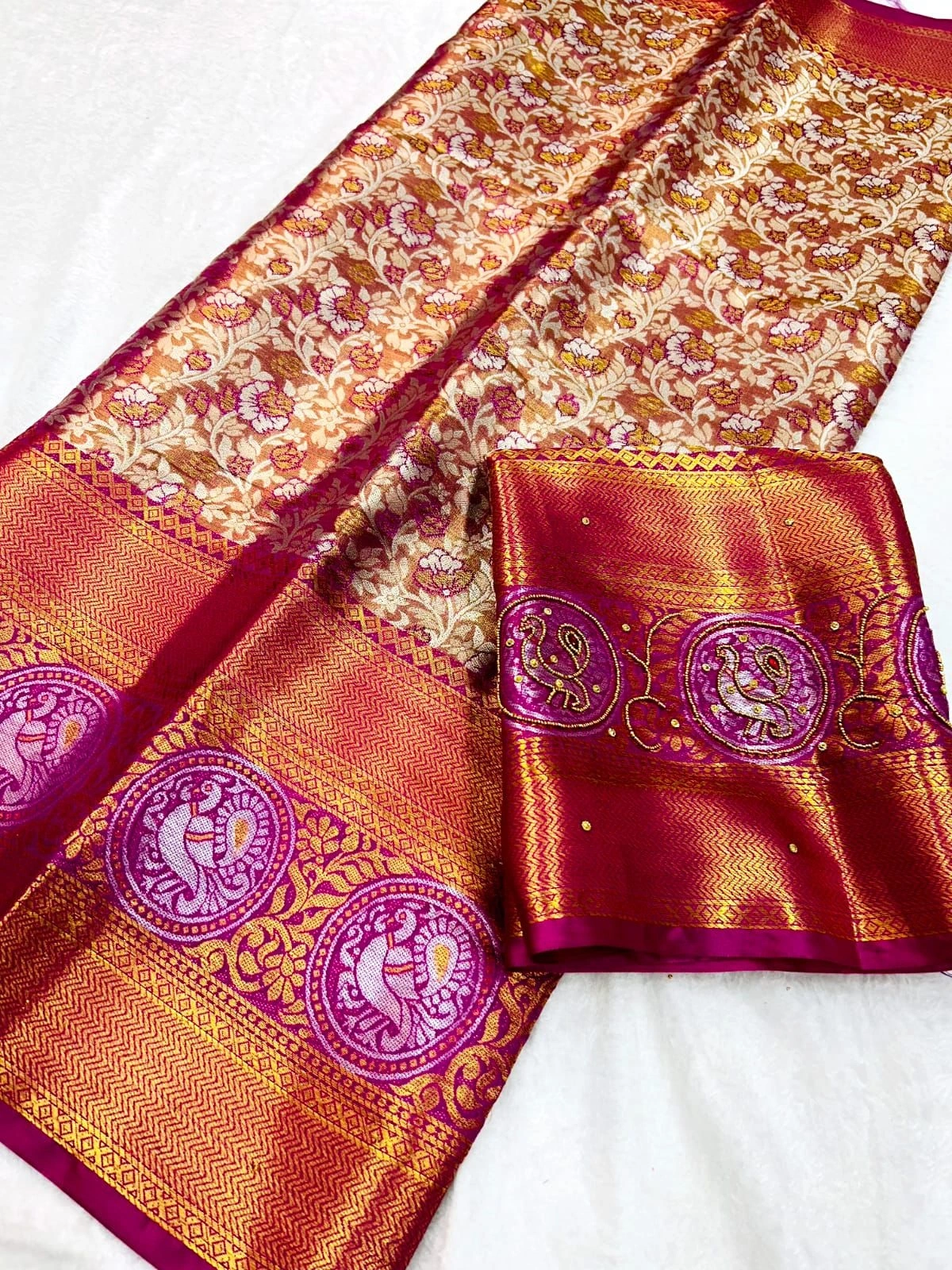 Silky Soft Kanjivaram Pattu Sarees with Rich Handwork-APE-08-Red