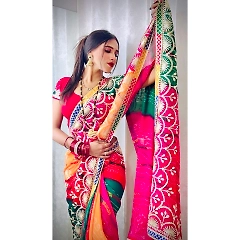Exquisite Pure Chiffon Saree with Jaipuri Gotta Patti Work