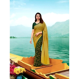 5.50 Meter Heavy Georgette Silk Half & Half Saree with 0.80 Meter Blouse Piece