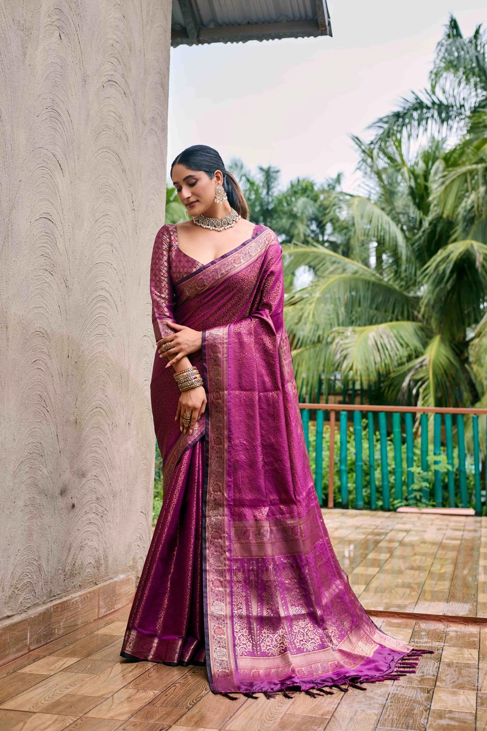 Soft Kubera Dharmavaram Pattu Kanjivaram Saree: Opulent Zari Weaving, Exquisite Design-RVV-06-Wine