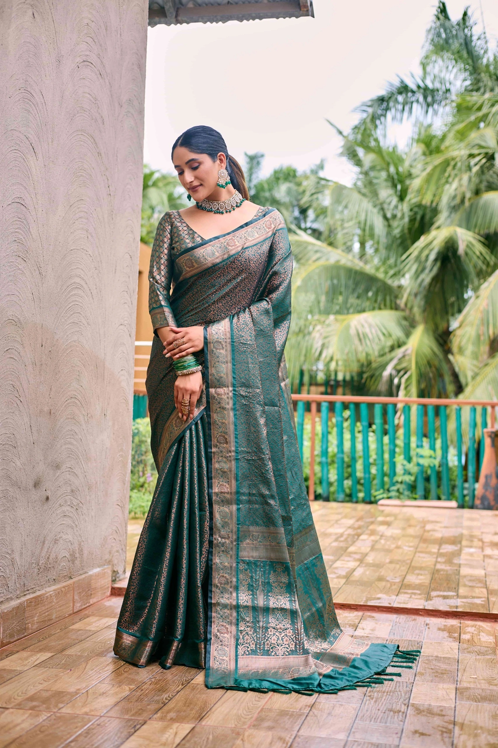 Soft Kubera Dharmavaram Pattu Kanjivaram Saree: Opulent Zari Weaving, Exquisite Design-RVV-06-Rama