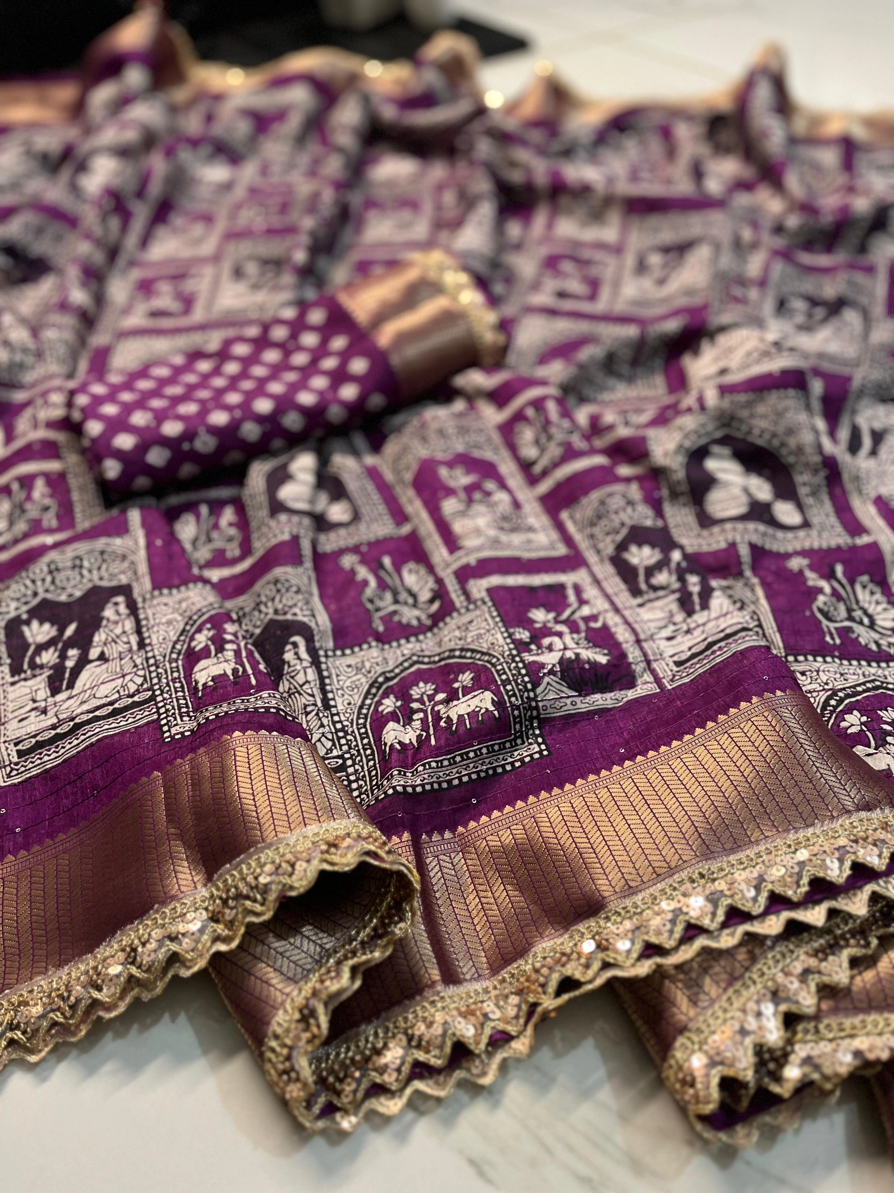 Tushar Silk Saree: Trending Lehriya Design with Lace Border - 1 Color-Wine-1