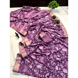 YNF Floral Dola Silk Saree with Check Blouse - Stunning!