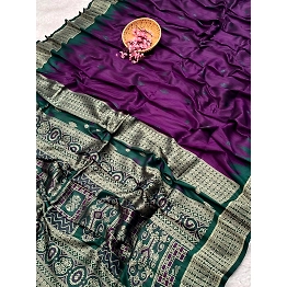 YNF Exclusive Tussur Silk Saree: Temple Border, Contrast Pallu & Tassels