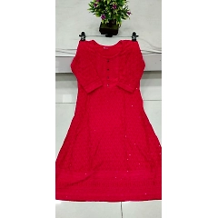 Stunning Schiffli Work Rayon Kurti with Full Flair