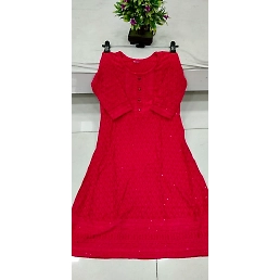 Stunning Schiffli Work Rayon Kurti with Full Flair