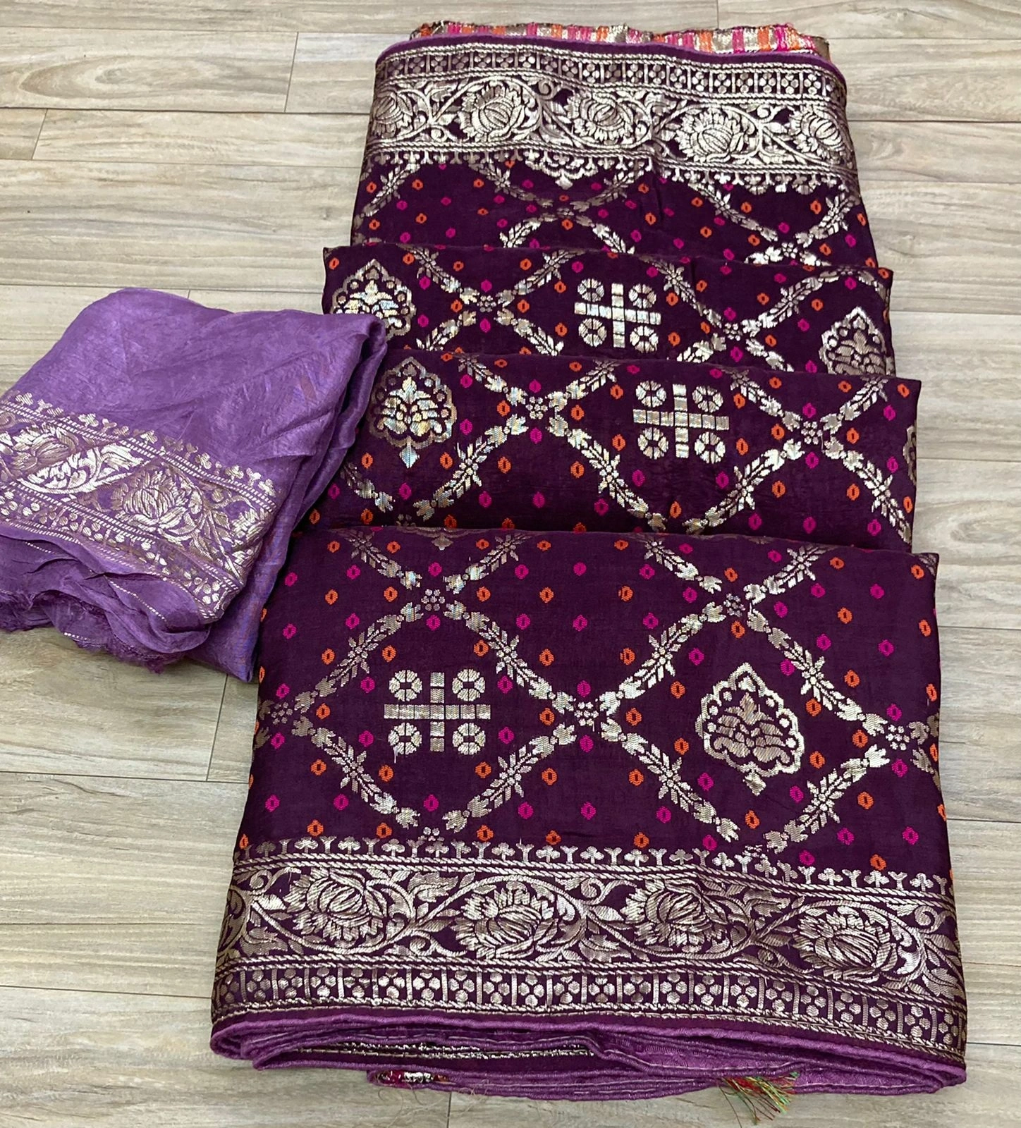 Pure Rassian Silk Jari Fabric Saree with Jaipur Hand Dyeing - Exquisite Elegance-NSD-35-Wine