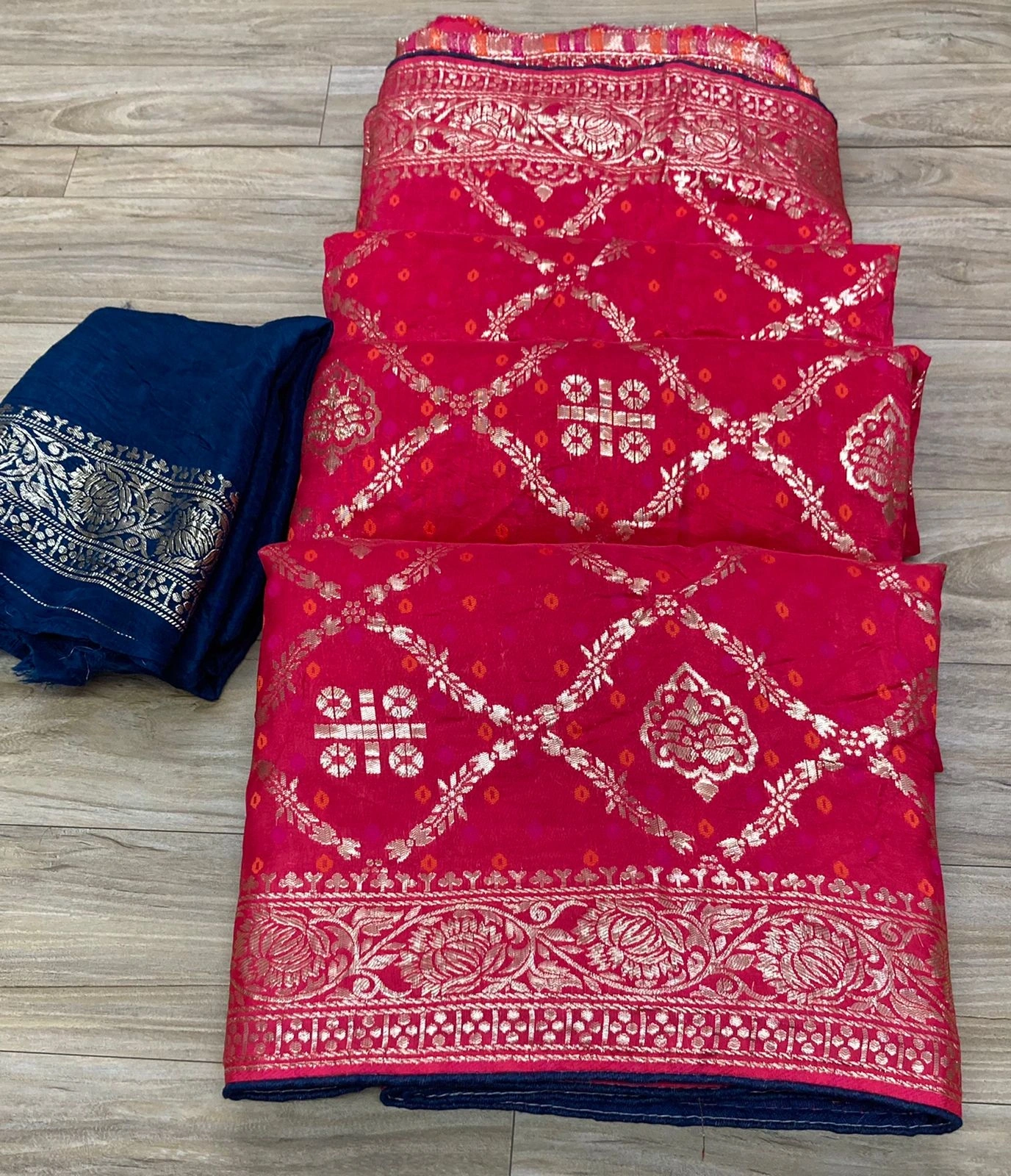 Pure Rassian Silk Jari Fabric Saree with Jaipur Hand Dyeing - Exquisite Elegance-NSD-35-Pink