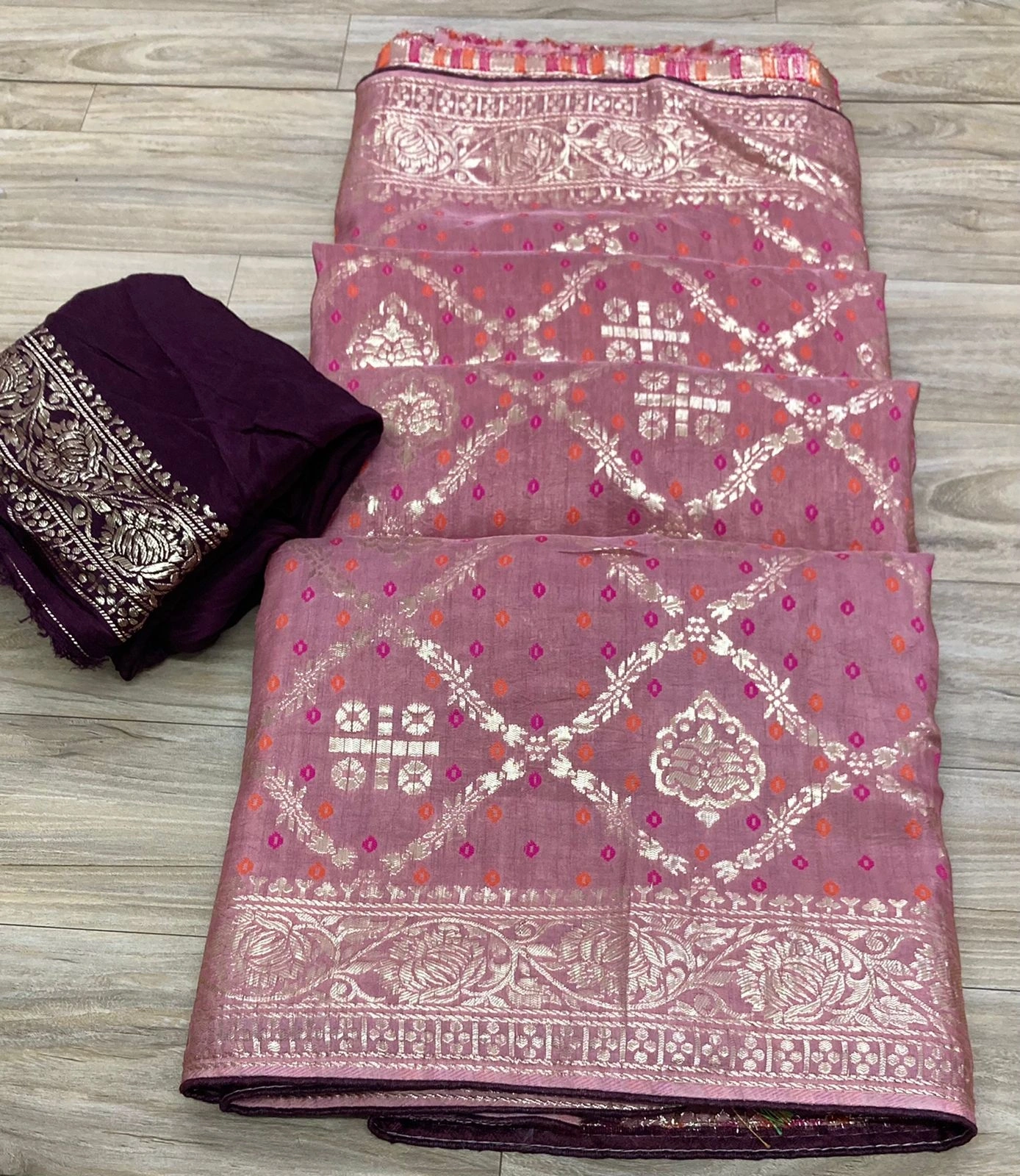 Pure Rassian Silk Jari Fabric Saree with Jaipur Hand Dyeing - Exquisite Elegance-NSD-35-BabyPink