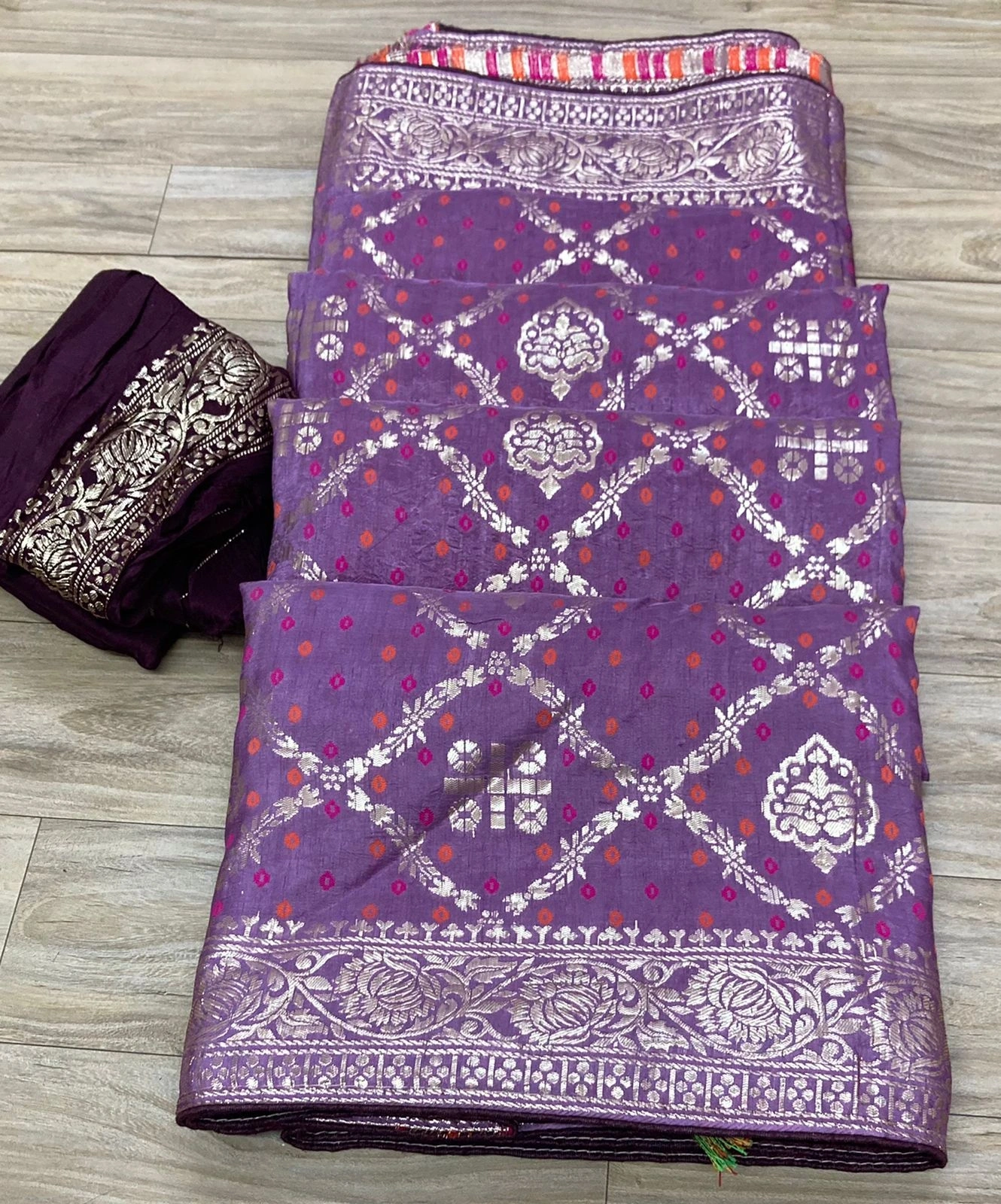 Pure Rassian Silk Jari Fabric Saree with Jaipur Hand Dyeing - Exquisite Elegance-NSD-35-Purple