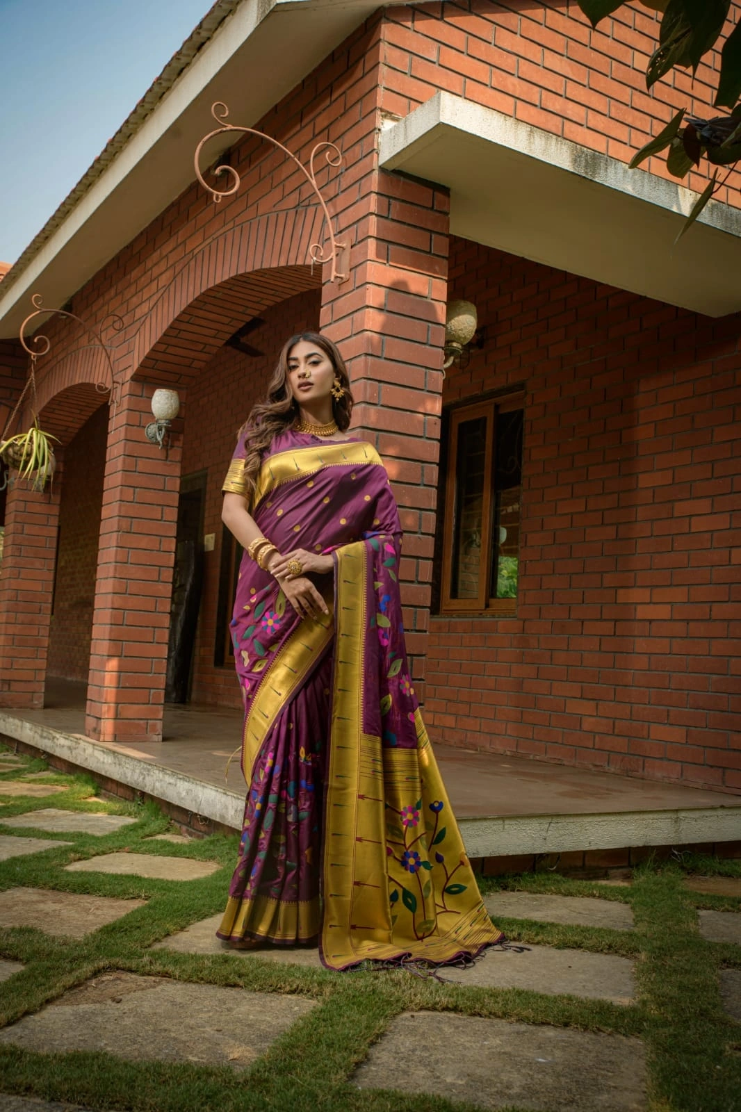 Paithani Pure Silk Handloom Saree with Gold Jari - Luxurious Elegance!-PTN-04-Wine