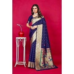 Paithani Pure Silk Handloom Saree with Gold Jari - Luxurious Elegance!