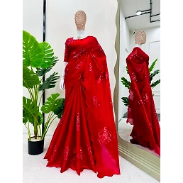 Jimmy Chu Designer Saree and Blouse with Sequin Work