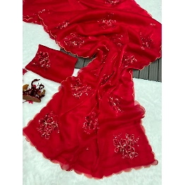 YNF Sequins Embroidered Saree with Cutwork Border & Jimi Choo Blouse