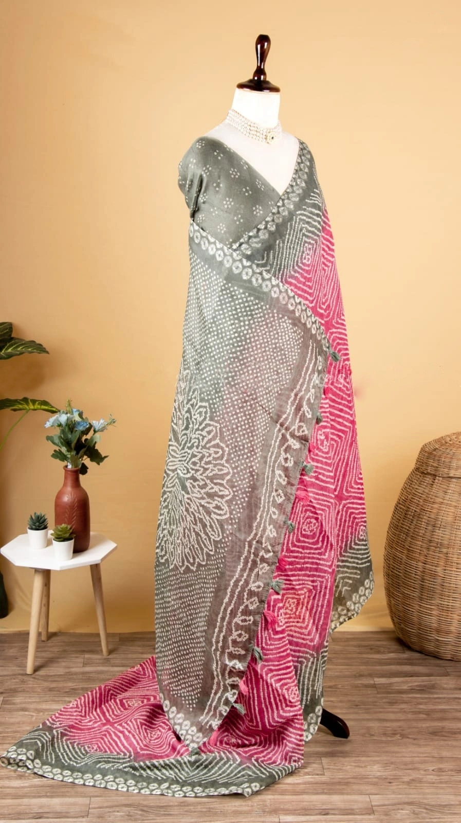 Printed Linen Cotton Saree: Elegant, Flowing, and Perfect for Any Occasion-Rani-2