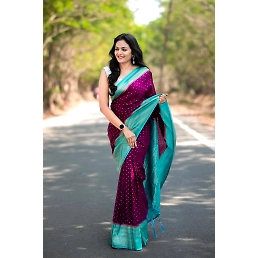 Pure Silk Georgette Blouse: Soft, Weaving, Exclusive Border - 10 words
