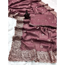 YNF Pure Soft Galaxy Simmer Silk Saree with Heavy Multistitched Border