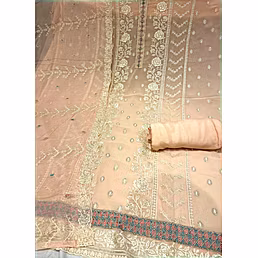 Handcrafted Georgette and Sentoon Dupatta Designer Set