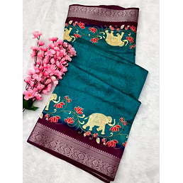 Saree- BSY Dola Silk Border- Kasab Zari Jacquard Border Pattern