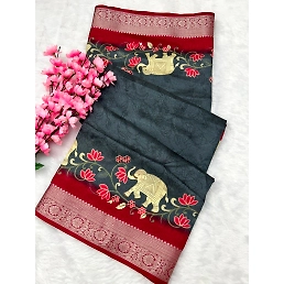 Saree- BSY Dola Silk Border- Kasab Zari Jacquard Border Pattern