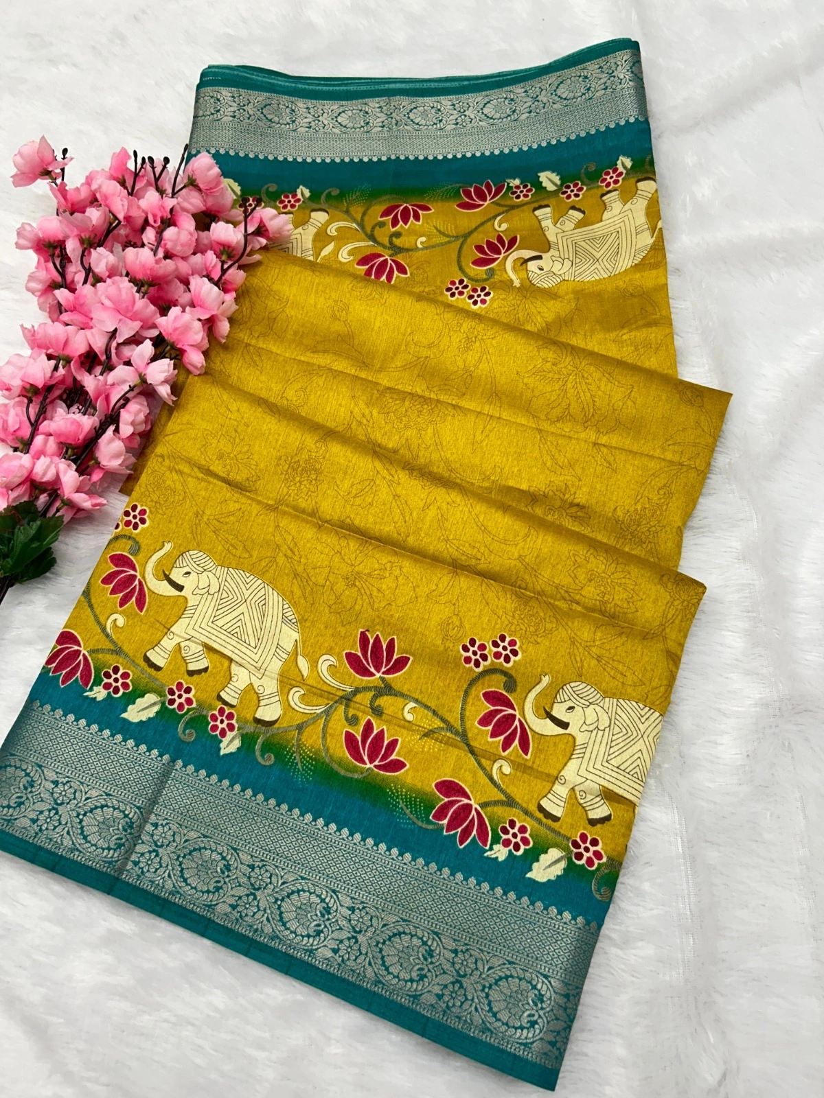 Saree- BSY Dola Silk Border- Kasab Zari Jacquard Border Pattern-MNF-03-Yellow