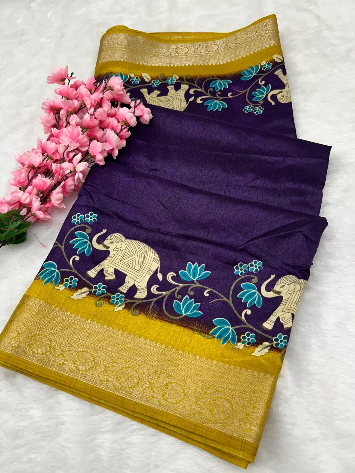 Saree- BSY Dola Silk Border- Kasab Zari Jacquard Border Pattern-MNF-03-Purple