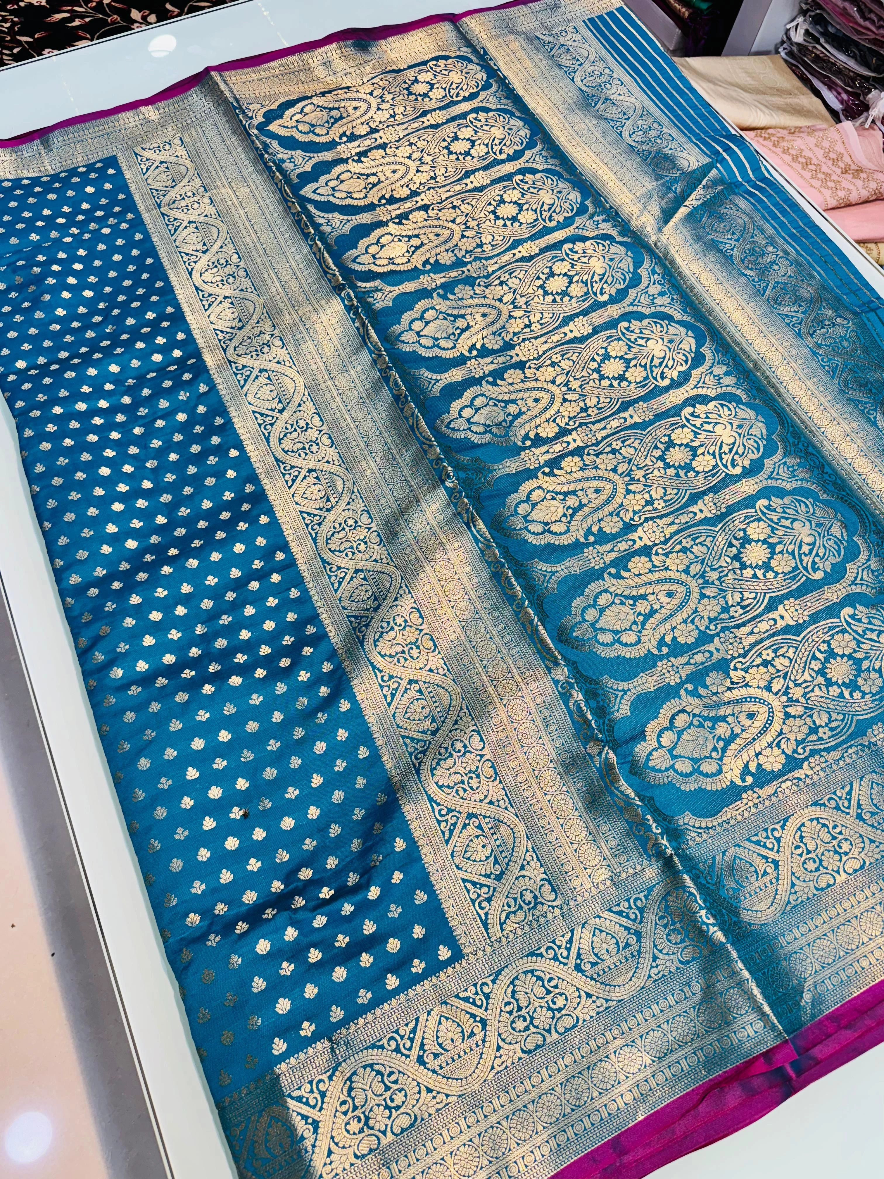 Kanchipuram Pure Silk Saree: Ethereal Elegance with Gold Jari-Rama-2