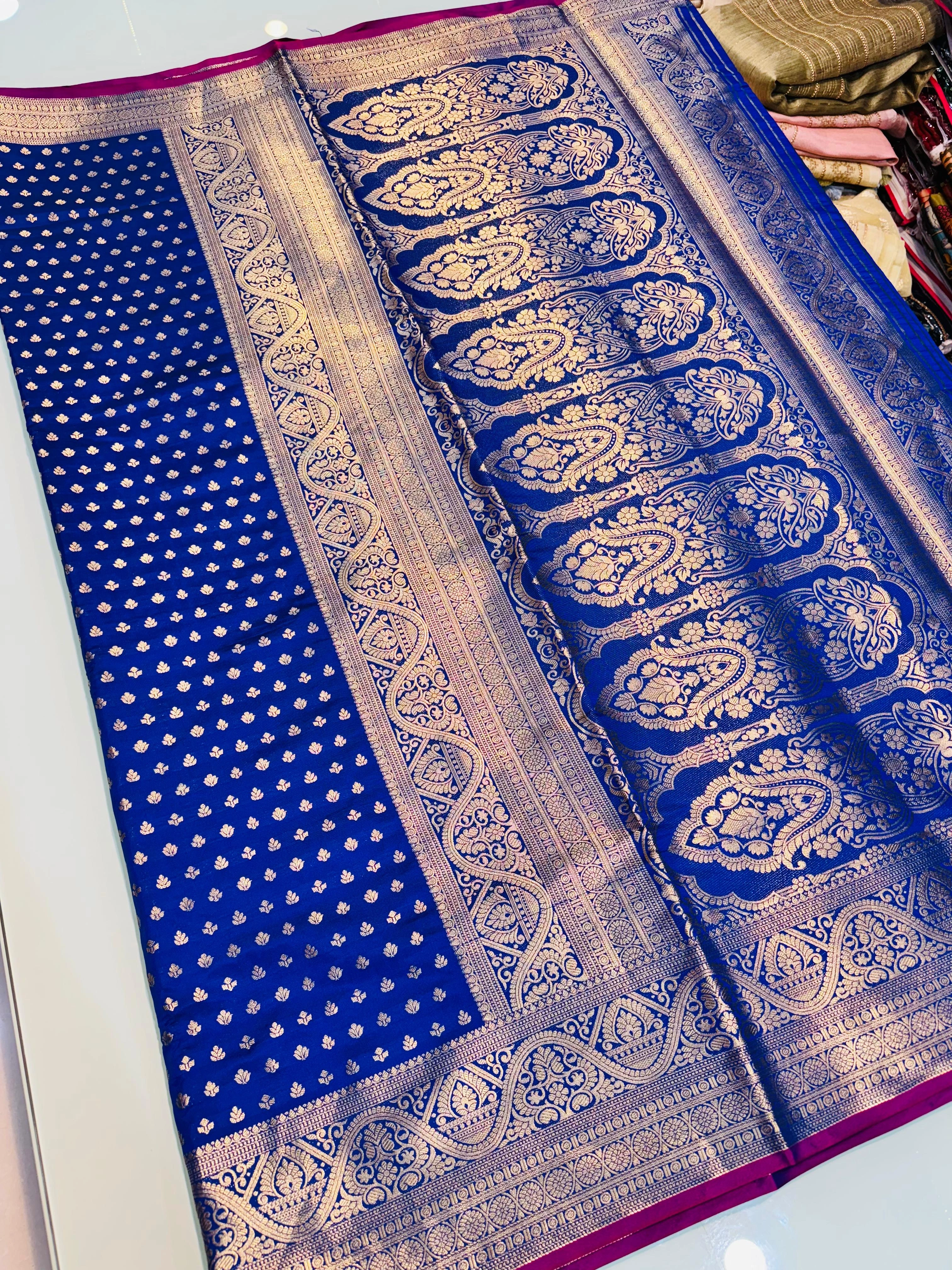 Kanchipuram Pure Silk Saree: Ethereal Elegance with Gold Jari-PCF-04-Blue