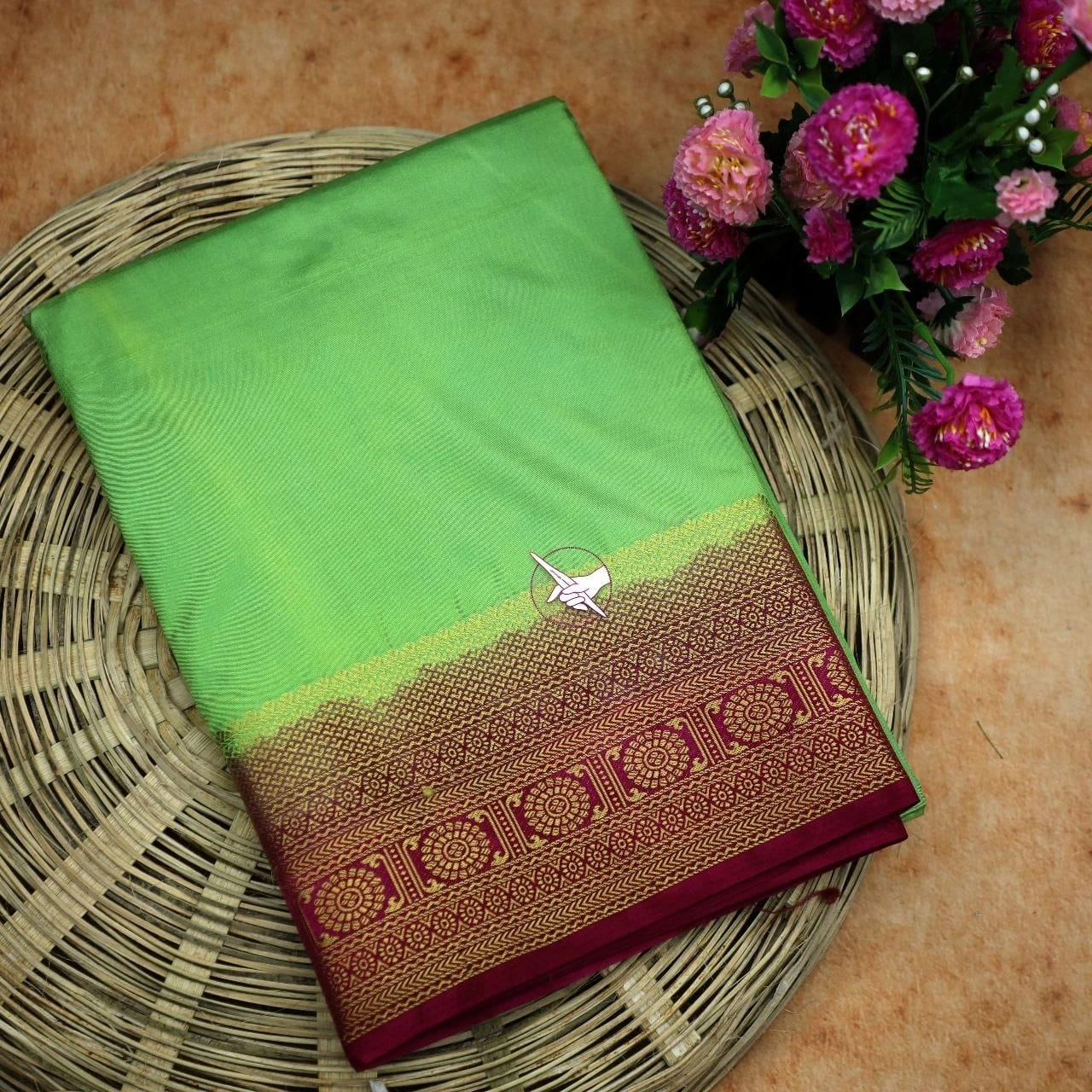 Golden Jari Mysore Crape Silk Saree-RRW-07-Green