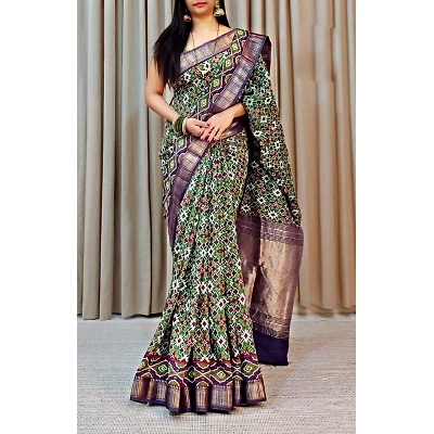 YNF Latest Exclusive Double Weaving Silk Sarees with Waterart Flower Print
