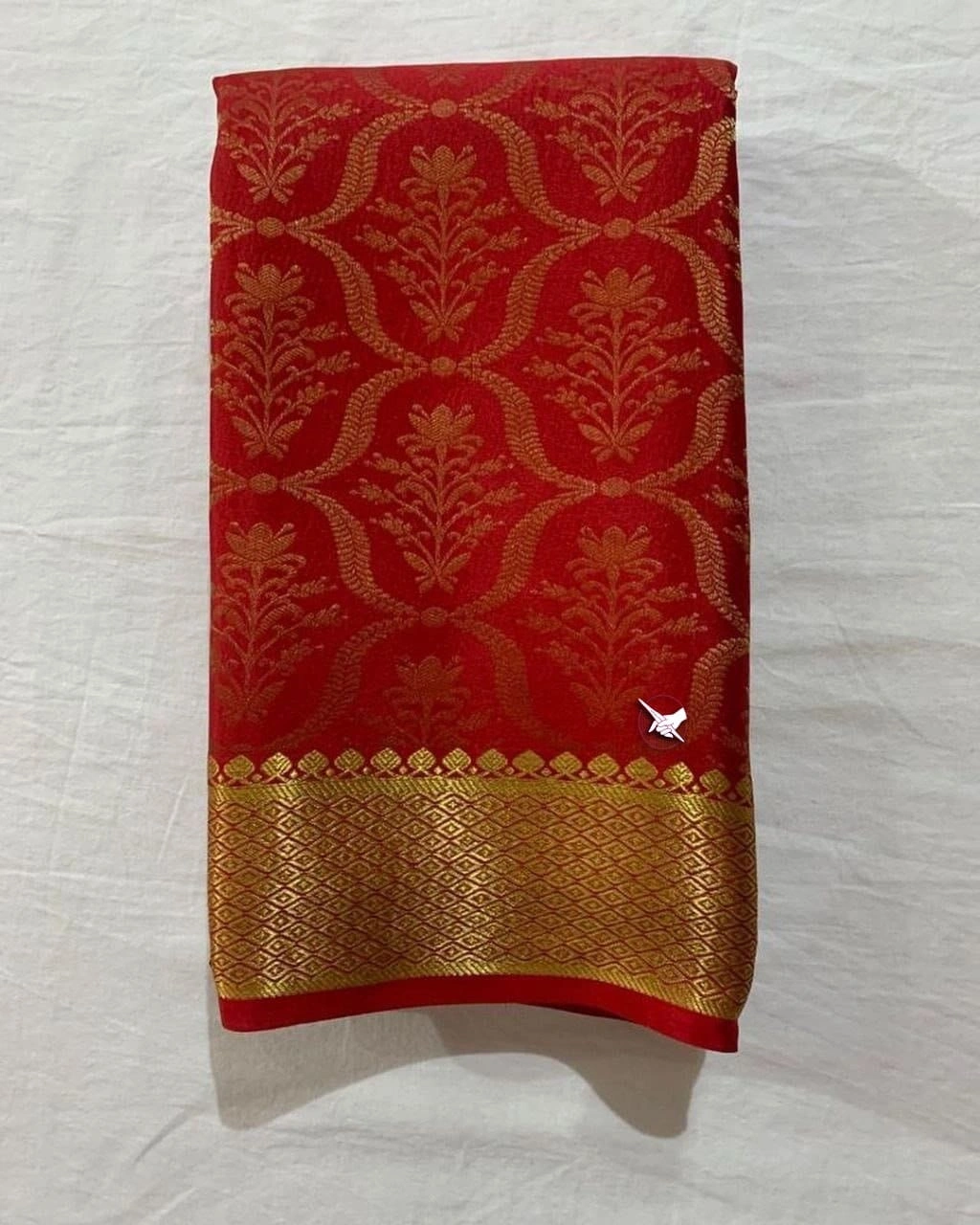 Stunning Pure Mysore Silk Saree with Intricate Cross Checks-RRW-10-Red