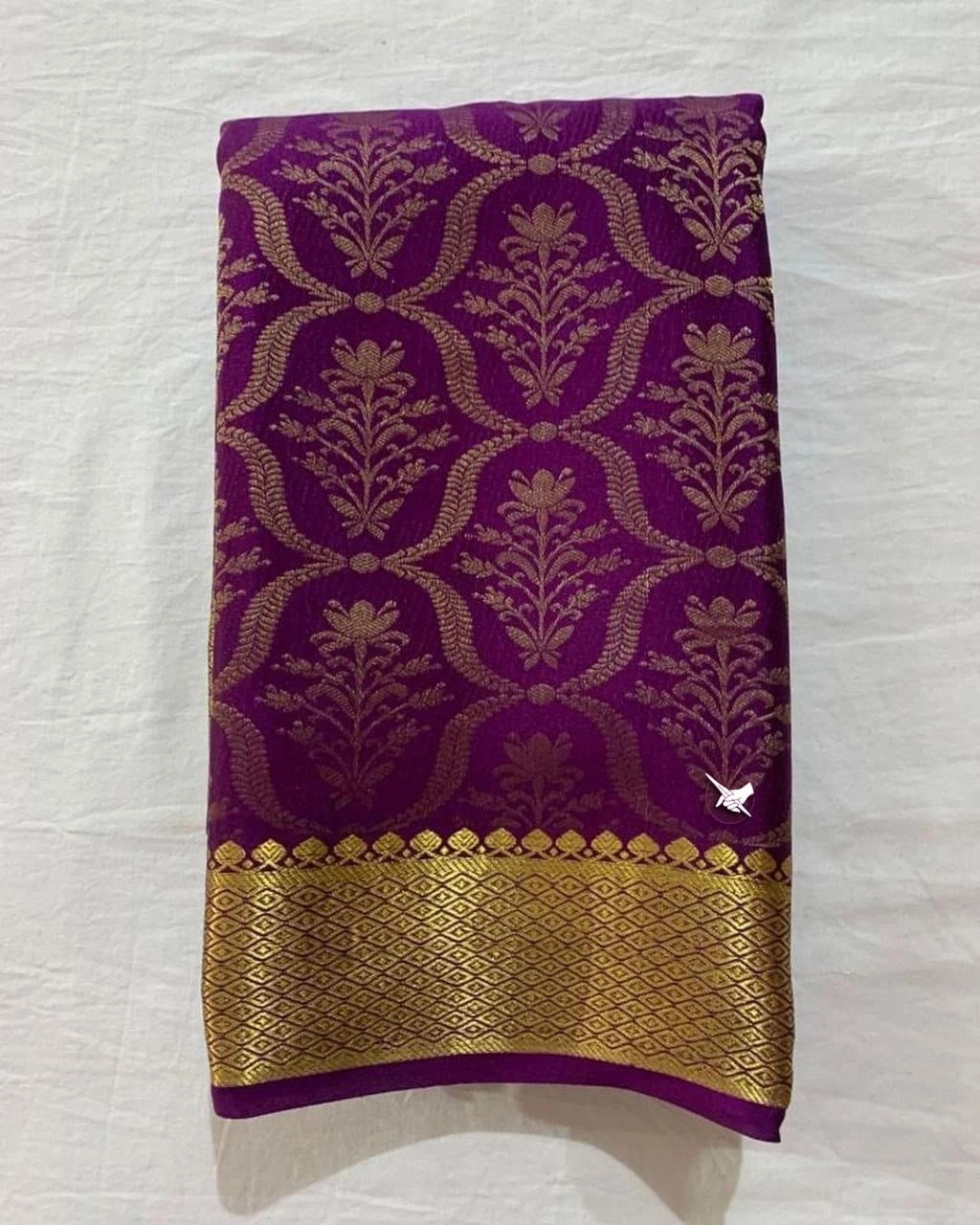 Stunning Pure Mysore Silk Saree with Intricate Cross Checks-RRW-10-Wine