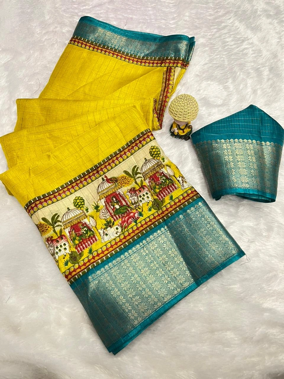 Beautifully Designed Super Dola Silk Saree with Jacquard Border-RKC-34-Yellow