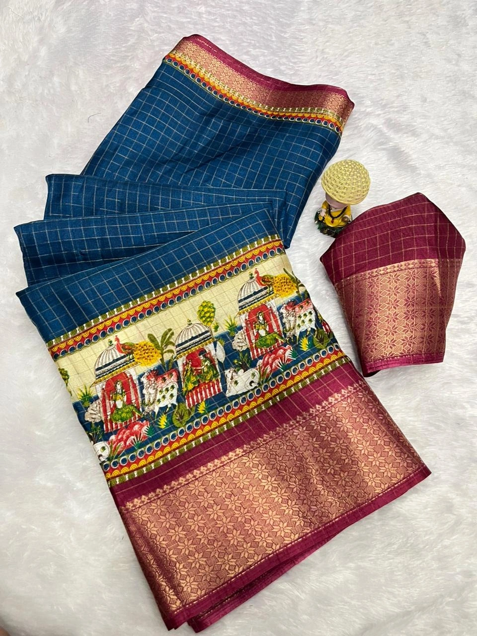 Beautifully Designed Super Dola Silk Saree with Jacquard Border-RKC-34-PeacockBlue