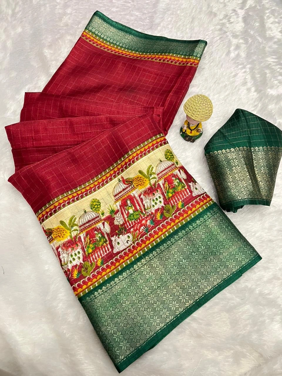 Beautifully Designed Super Dola Silk Saree with Jacquard Border-RKC-34-Red