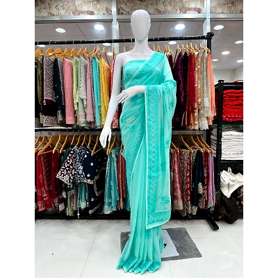 YNF Tone-to-Tone Swarovski Saree with Running Blouse