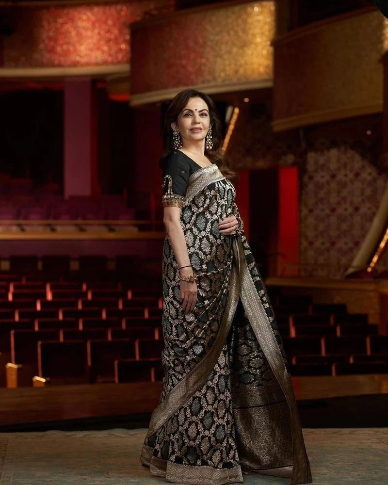 Limited Edition Black Banarasi Silk Saree with Meenakari Design-RVV-08-Black