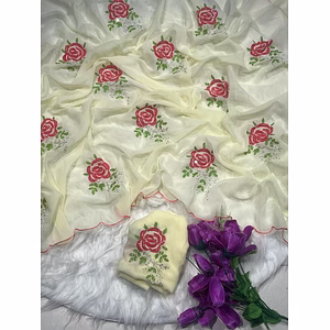 3mm Sequin Work Fox Georgette Saree with Matching Blouse