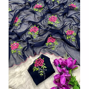 3mm Sequin Work Fox Georgette Saree with Matching Blouse