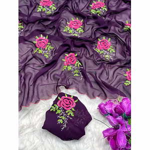 3mm Sequin Work Fox Georgette Saree with Matching Blouse