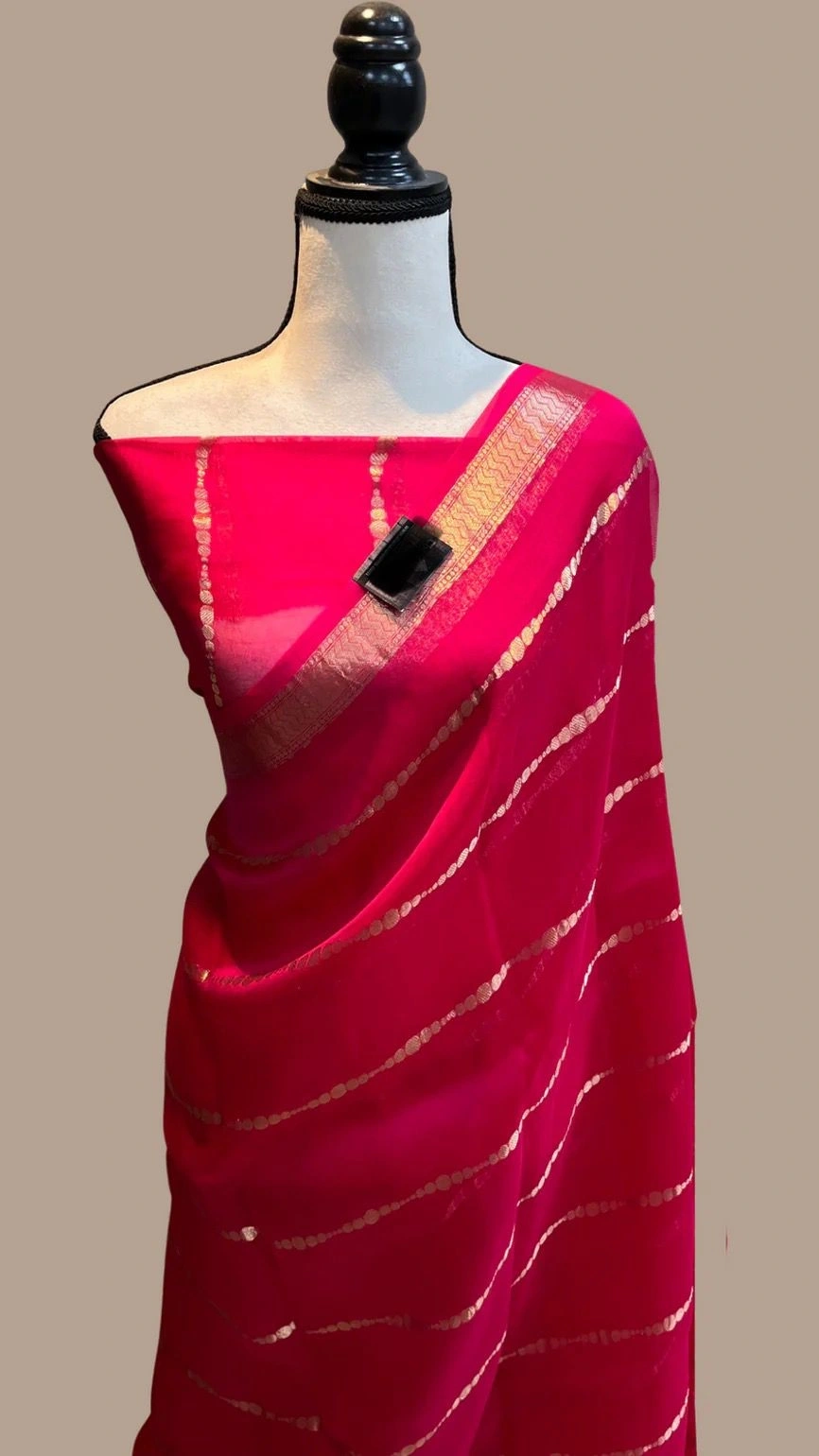 Silk Organza Saree: Zari Weaves and Tassels included-ANT-44-Rani