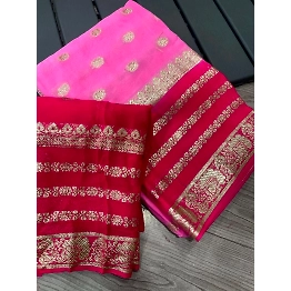 YNF Contrasting Georgette Saree with Weaving Blouse