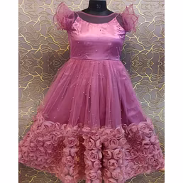 Heavy Petal Embroidered Tissue Net Gown - Designer Stitched